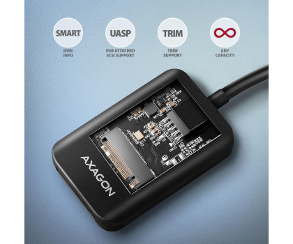 Akcesoria do dysków AXAGON ADM2-CM Adapter USB-C Gen 2 M.2 NVMe/SATA SSD